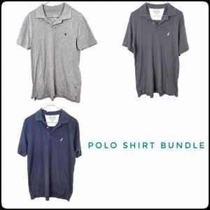 Nautica & Mossimo Short Sleeve Polo Deck Button Work Shirt 3 Piece Bundle Medium